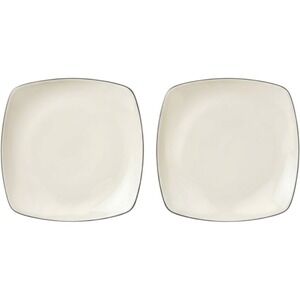 Hearthstone Stoneware Royal White Square Dinner Plates Set of 2 Rounded 11in